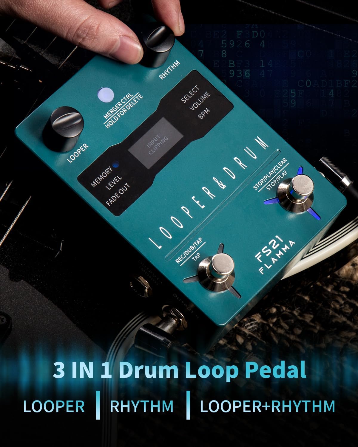 FLAMMA FS21 Stereo Guitar Looper Pedal & Drum Machine 2-in-1 with160 Minutes Loop Recording Capacity 100 Drum Grooves 10 Metronome Support Software Editing