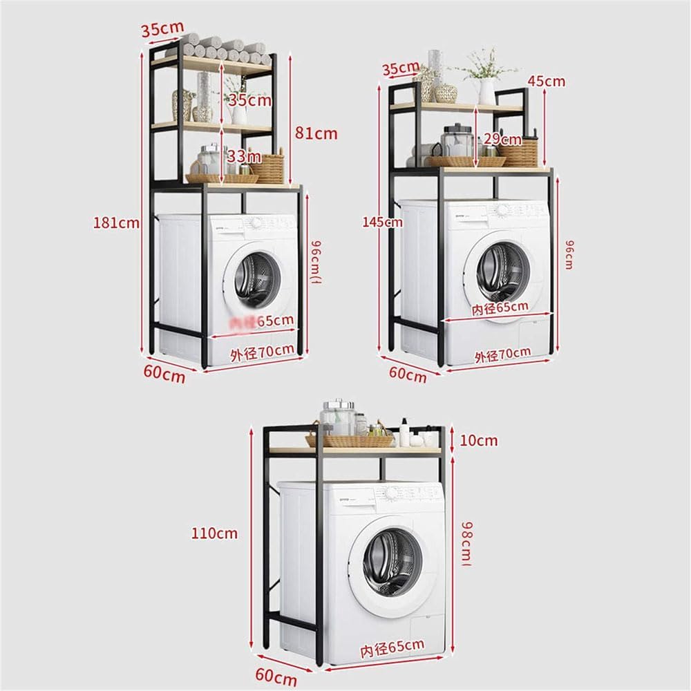 3-Tier Thicken Drum Washing Machine Storage Rack Freestanding Bathroom Shelf with Non-Slip Feet Space-Saving Over Washing Machine Organiser Shelf