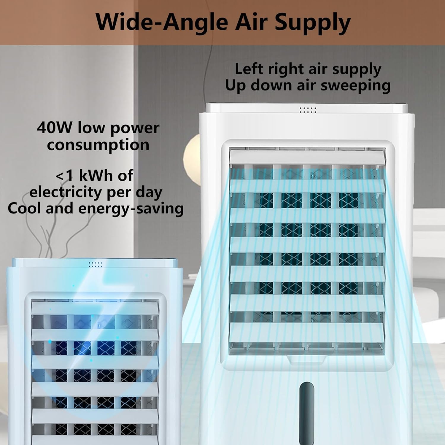 Portable Air Cooler 4-in-1 Mini Mobile Air Conditioner Fan Small Air Conditioner Purifier and Humidifier with 3-Speed and Touch Screen for Room Tent Bedroom Car RV and Camping 24VCar