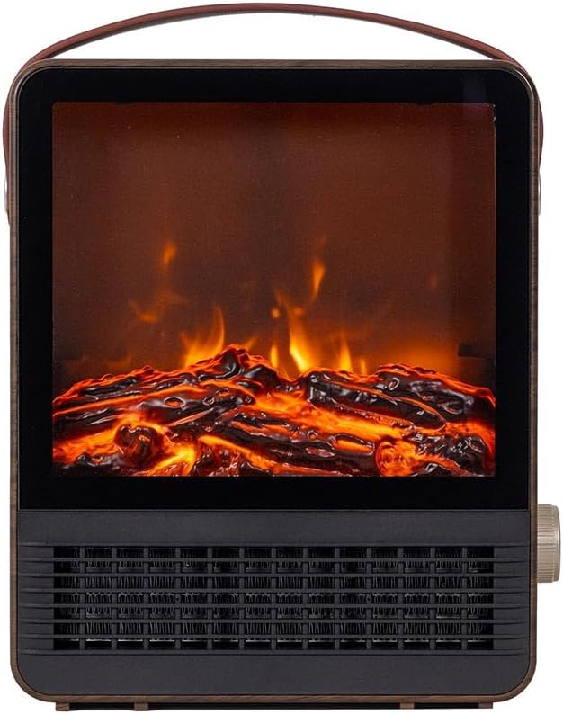 Hearth Brands Electric Fireplace Portable Space Heater with 3D Flame Effect | 1500W | Adjustable Thermostat Dial | Overheat Sensor with Auto Shut-Off | Ideal for Home, Office, Bedroom, Tabletop