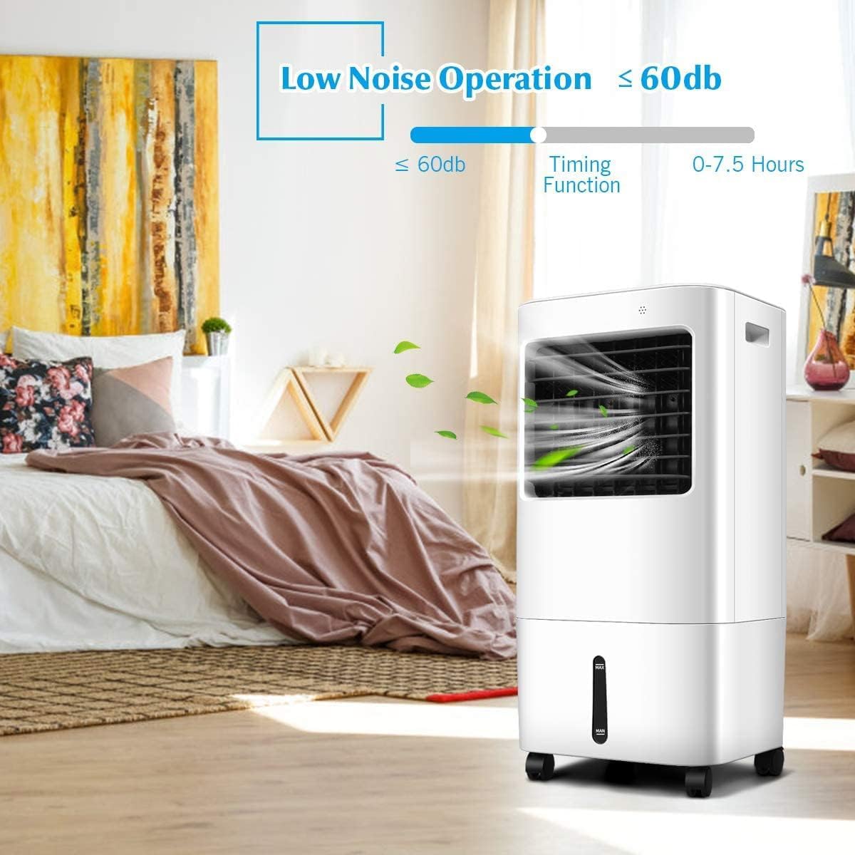 ARLIME Evaporative Air Cooler, Portable Air Conditioner w/20L Water Tank and 2 Ice Packs, 4 Wind Speeds, 3 Modes, 7.5H Timer, Portable Swamp Cooler for Room Home Office