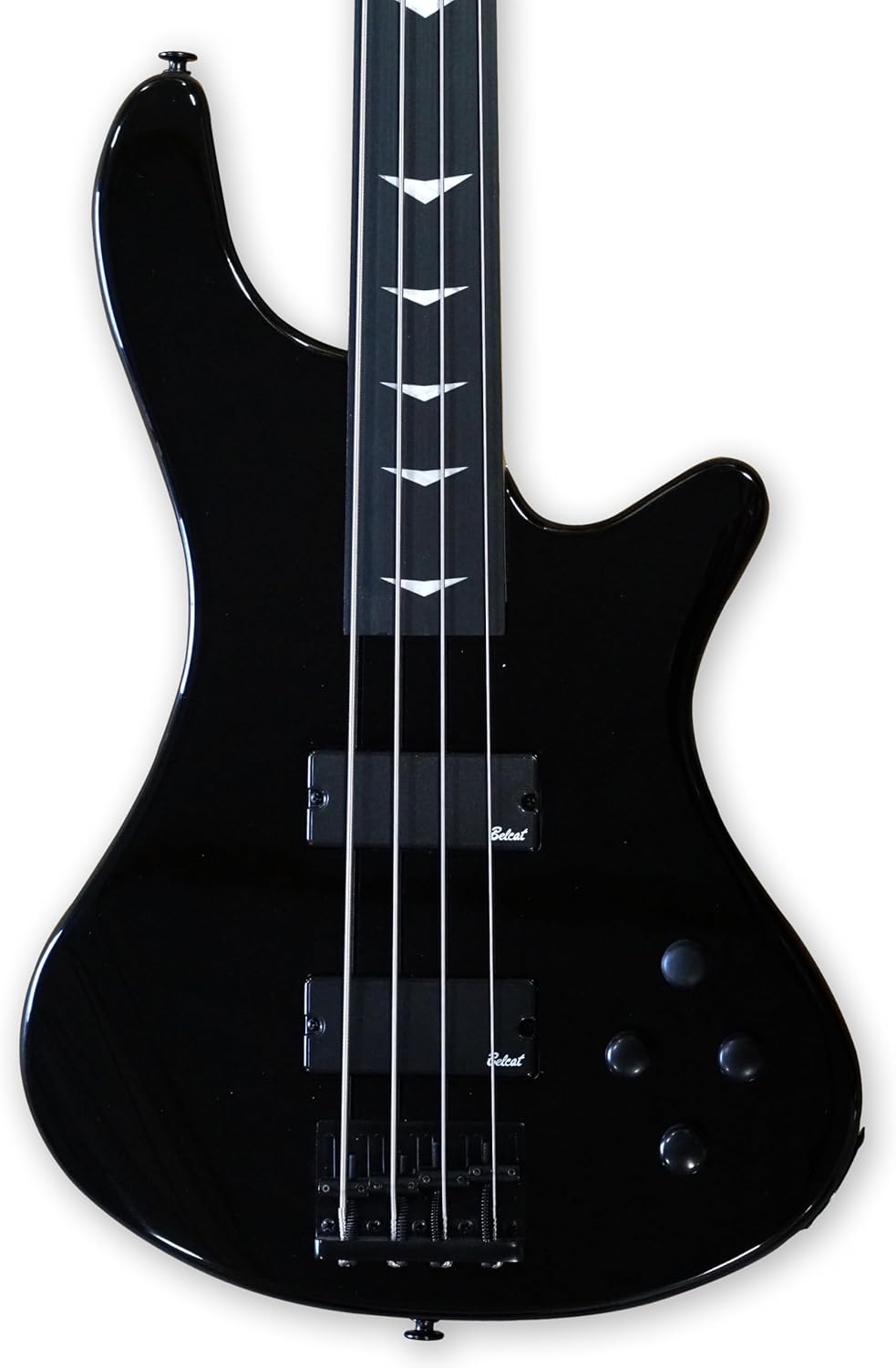 TARIO 4 String Black Fretless Electric Bass, Bolt-on Maple Neck, Poplar Body
