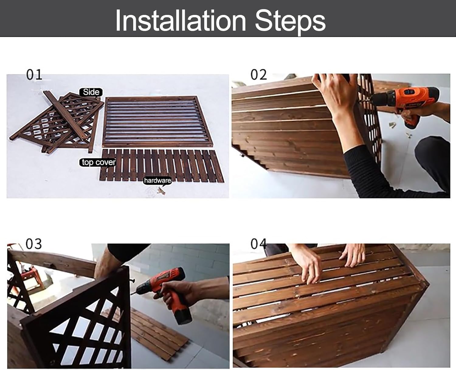 Air Conditioner Cover Wood Ac Covers for Outside Decorative Ac Unit Cover Air Conditioner Covers for Outside Heat Pump Cover HVAC Cover Brown B