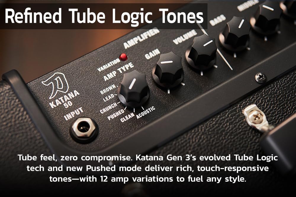 Boss Katana-50 Gen 3 50-Watt 1x12-Inch Guitar Combo Amplifier Bundle with Gearlux Instrument Cable and Picks