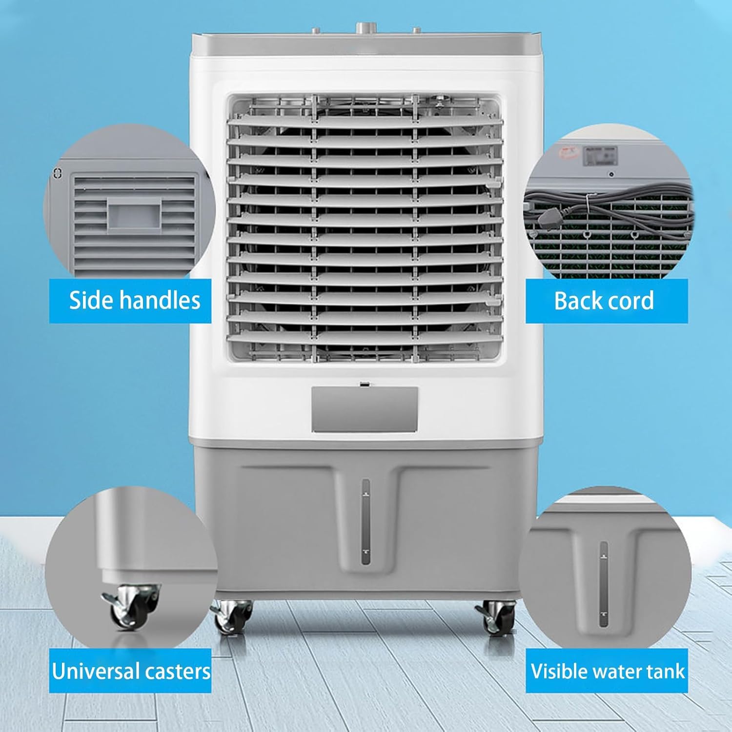 Portable Air Conditioners Fan, Swamp Air Cooler with 3 Speed, Evaporative Air Conditioner Portable for Bedroom Room Office Desk(59 * 44 * 101cm)