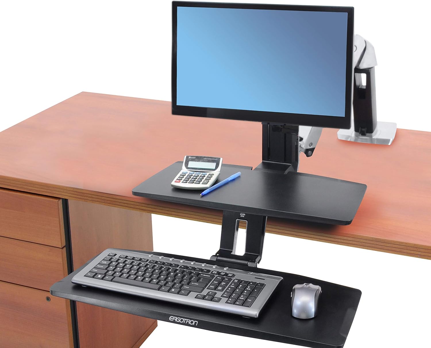Ergotron – WorkFit-A LD Single Monitor Standing Desk Converter, Sit-Stand Workstation for Tabletops – 5 to 15 lbs, Suspended Keyboard Tray