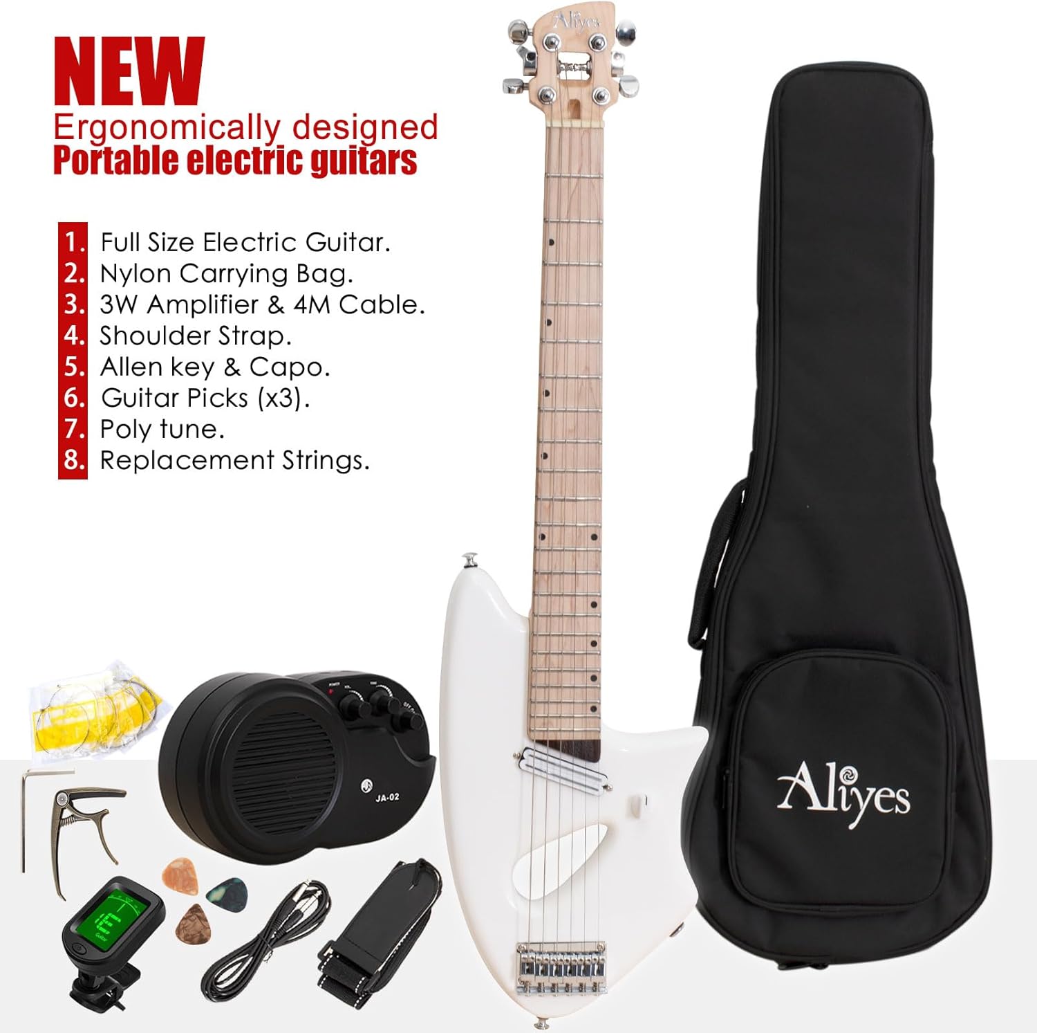 Aliyes Light Electric Guitar For Travel,Full 25 1/2