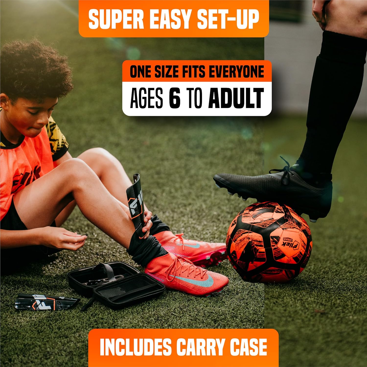 Flick Smart Soccer Tracker with Shin Guards - Track and Anaylze Performance - Soccer Accessory for Training and Games - Extremely Lightweight - One Size Fits All