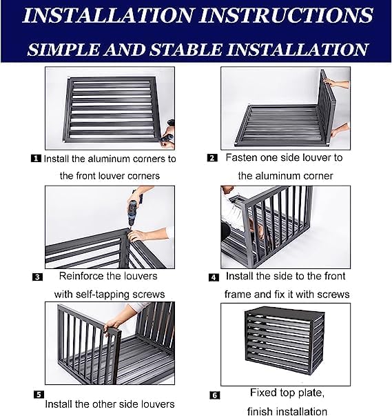 Cover for Outdoor Air Conditioner Cover Ac Units Protection, Aluminum Alloy Grille Decorative Air Conditioner Fence Condenser Heat Pump Cover, Pool Pump Trash Can Enclosure