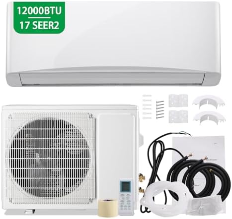 12000BTU Mini Split Air Conditioner& Heater, 17 SEER2 Energy Saving 115V AC Units Cools Rooms up to 750 Sq. Ft Installation Kit Included, White