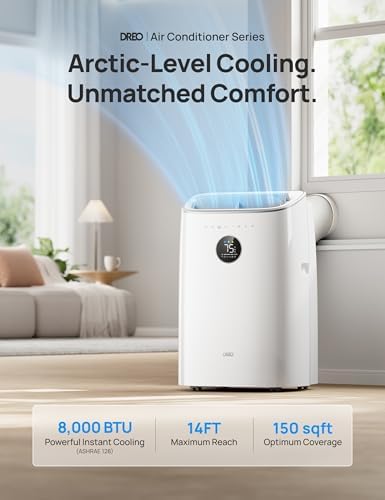 Dreo Portable Air Conditioners, Air Conditioner for Bedroom with Drainage-free Cooling, 45dB Quiet, APP/Voice/Remote, 24h Timer with Fan & Dehumidifier, Smart AC Unit for Room Indoors