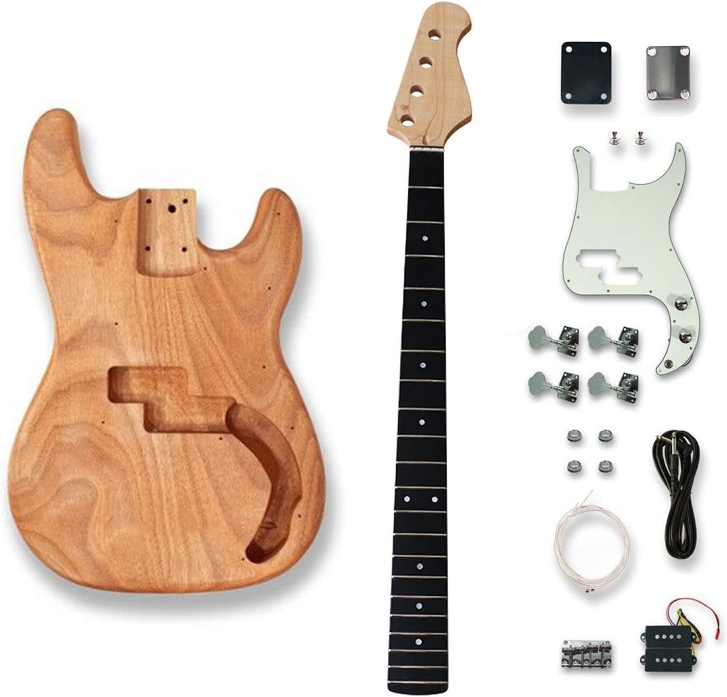 TSTS with All Accessories Maple Neck 21 Frets Electric Bass Guitar Semi-Finished Electric Guitar DIY Set Unfinished Electric Guitar Kit (Color : 01)