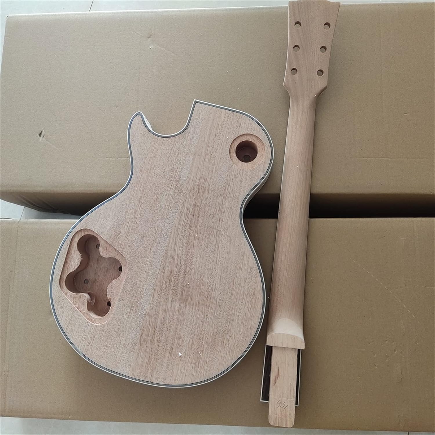 1 Set Unfinished Electric Guitar Neck and Body Guitar Kit DIY Part All Hardware Unfinished Guitar Set