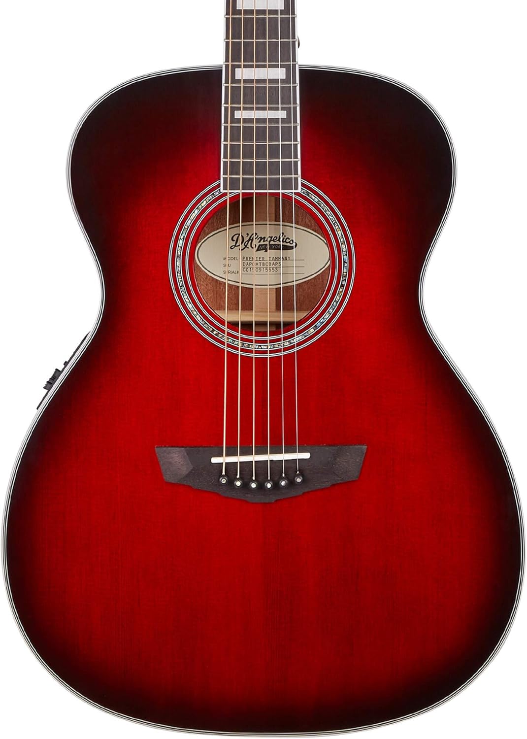 D'Angelico Electro Acoustic 6 String Guitar, Right, Trans Black Cherry Burst (DAPOMTBCBAPS)