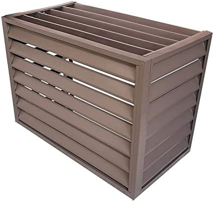 Anti-theft and strong aluminum air conditioner cover, Aluminum external air conditioner cover, Full Winter Outdoor Protection， outer materia， Suitable for indoor and outdoor ( Color : Brown louver roo