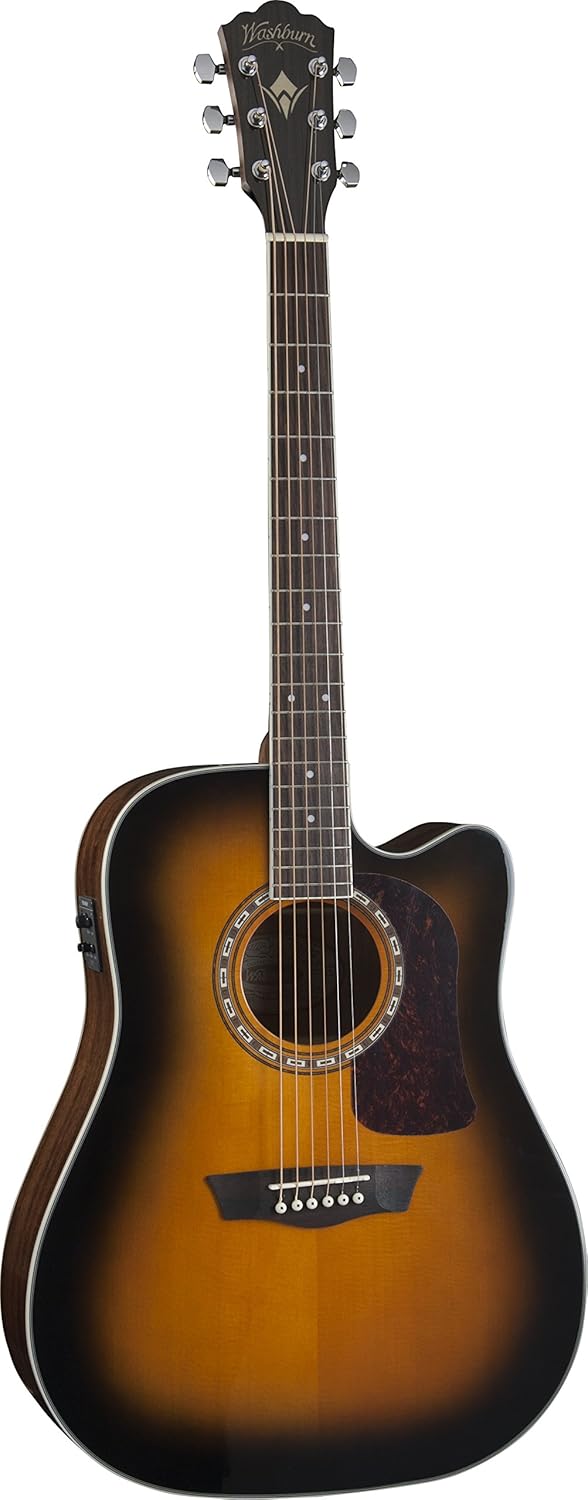 Washburn HD10SCTB-O Heritage 10 Series Acoustic Cutaway Guitar, Tobacco Burst Gloss
