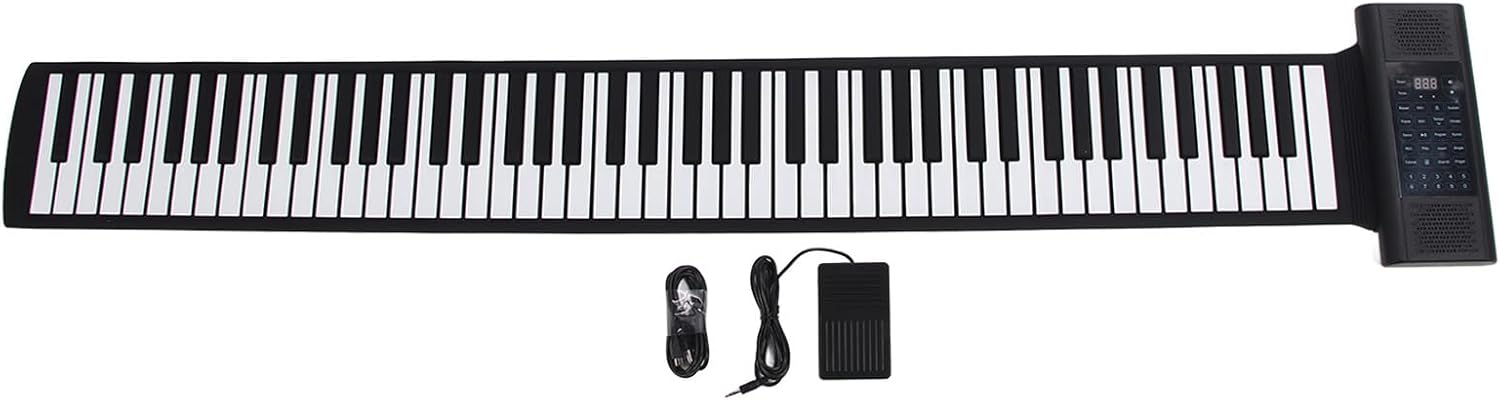 Portable Piano, Foldable Piano Keyboard Foldable Piano Rechargeable LED Display 128 Tones 128 Rhythms MIDI Output Support 14 Demo Songs 88 Keys Electronic Hand Roll Piano