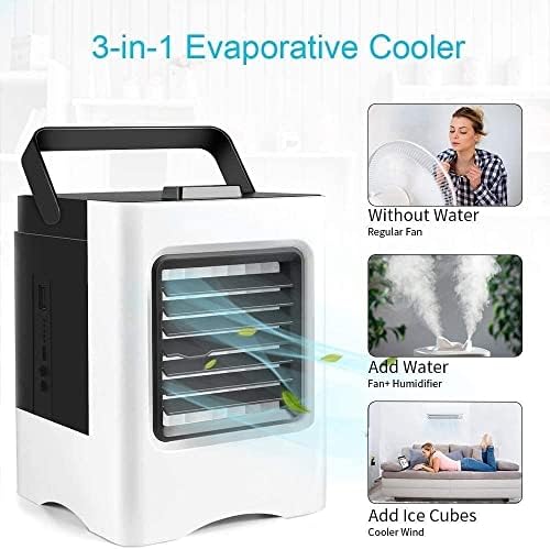 Portable Air Conditioner Fan, Mini Evaporative Cooler, Personal Air Cooler, Desk Cooling Fan for Bedroom, Dorm, Travel, Office