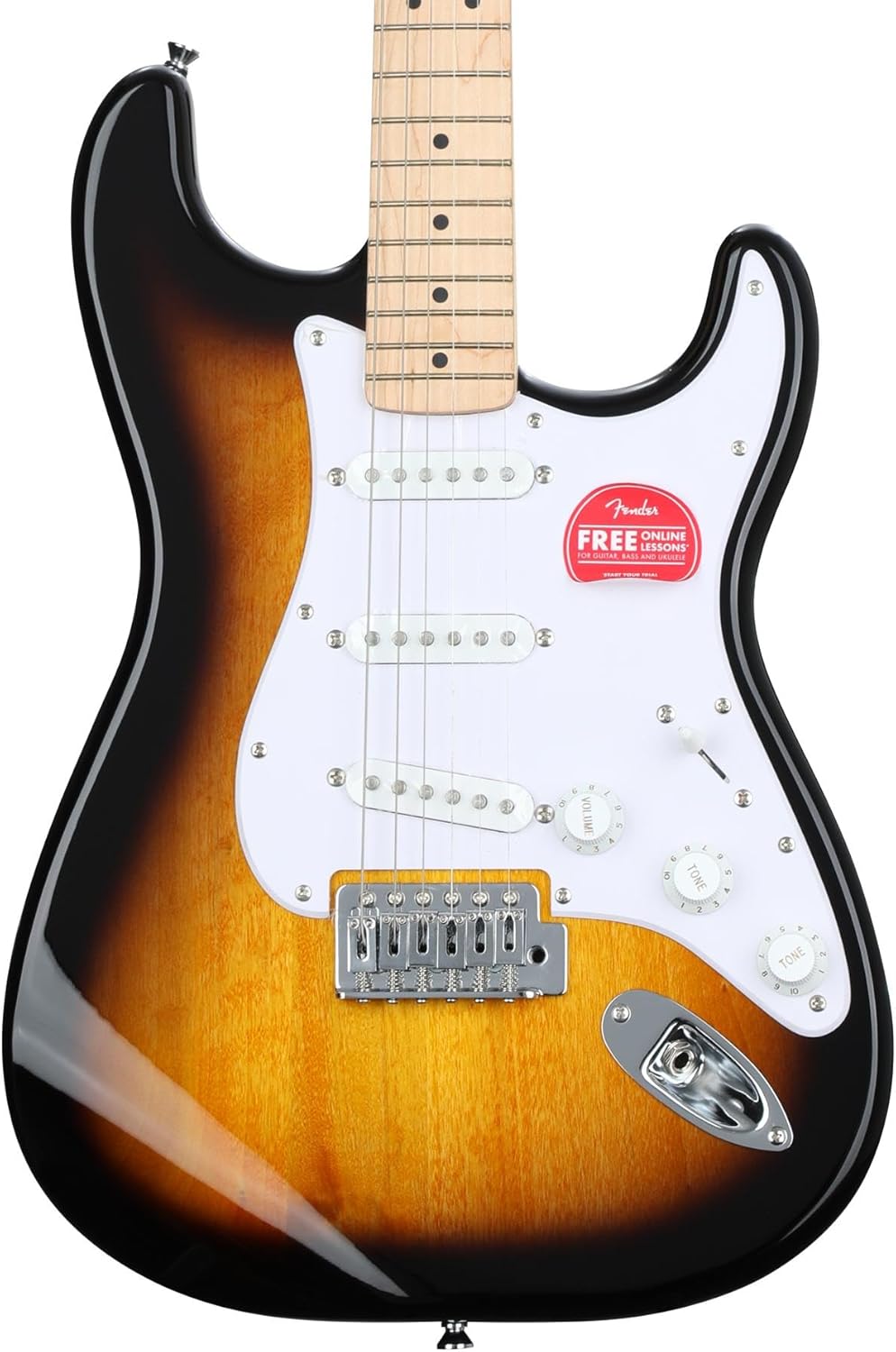 Fender Squier Sonic Stratocaster Electric Guitar, Sunburst Finish, Includes Tuner and Strap