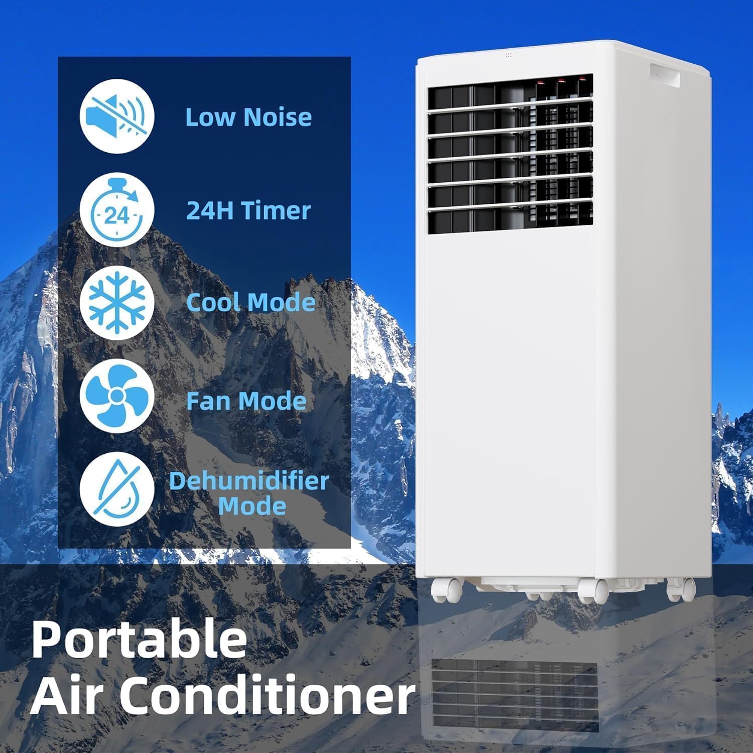 8000 BTU Portable Air Conditioners, Cool Up to 350 Sq.Ft,3 in 1 portable ac unit with Remote Control/Fast Cooling/24Hrs Timer/Window Installation Kit, White