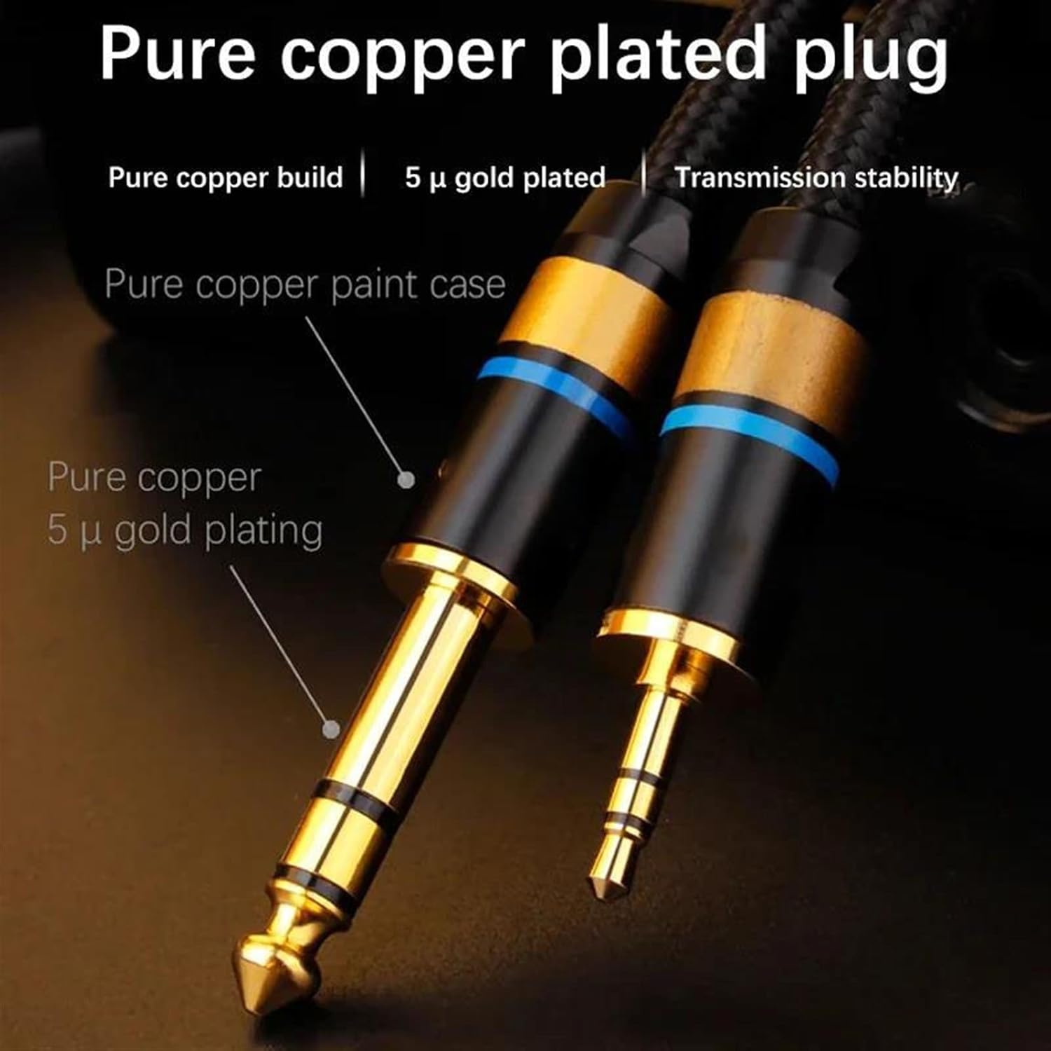 Guitar Audio Cable Cable 3.5mm to 6.5mm Cable Jack 3.5 to 6.35 Male to Male Aux Cord for Guitar Mixer Amplifier CD Player Speaker(1.5m)