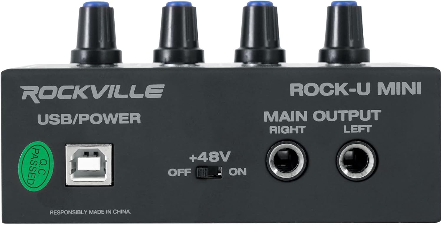 Rockville Podcasting Bundle: ROCK-U MINI 2x2 USB Recording Interface 24-Bit 192kHz, PRO-M50 Studio Headphones w/Detachable Coil Cable, 2-items