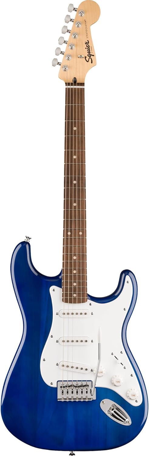 Fender Squier Sonic Stratocaster Pack - Sapphire Blue Transparent Bundle with Frontman 10G Amp, Gig Bag, Instrument Cable, Strap, and Picks