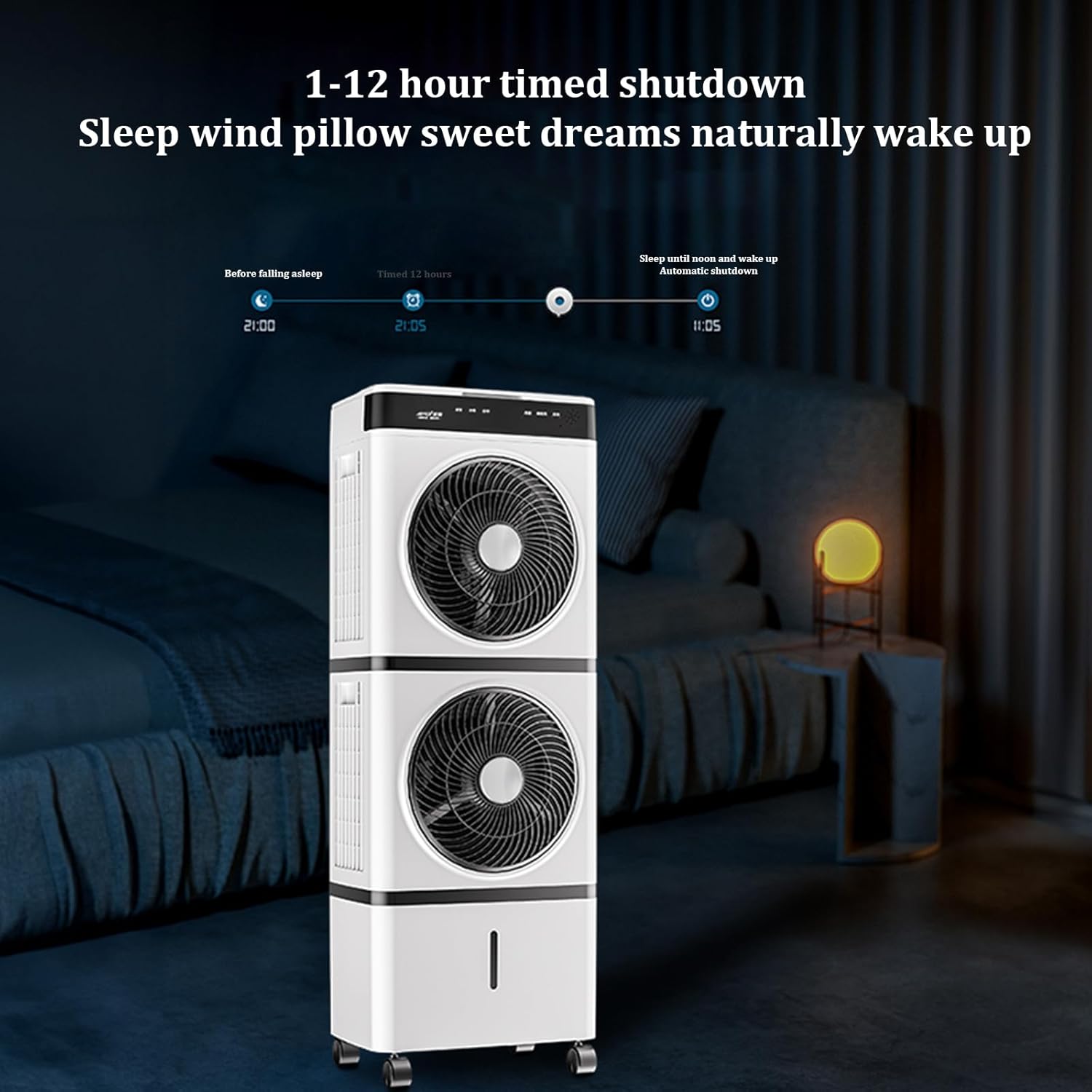 Evaporative Air Cooler,14L Large Water Tank,Three Speed Regulation Portable Air Conditioner,1-12 Hour Timer Function,for Bedrooms, Restaurants, Hotels, Gyms,(Color:Single layer remote control version)