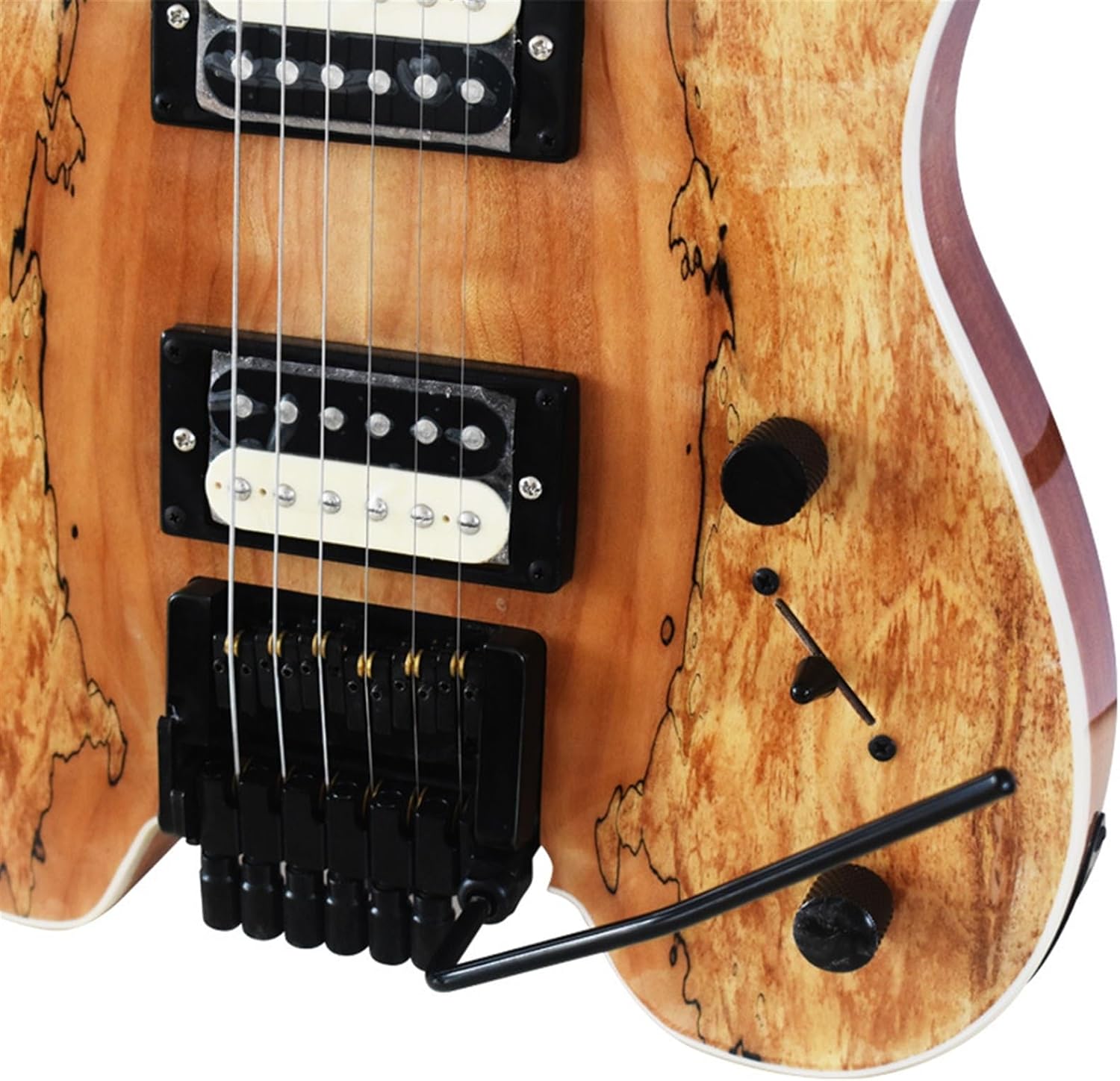 VENEKA Headless Electric Guitar 6-String Headless Electric Guitar Mahogany Body Mahogany Neck Rosewood Fretboard with Black Hardware