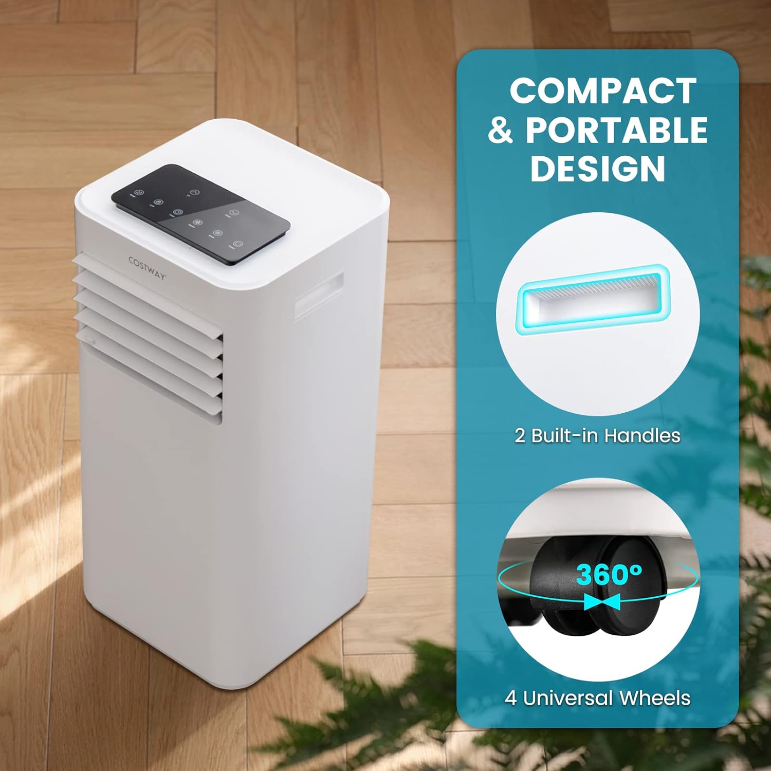 COSTWAY 8000 BTU Portable Air Conditioner, 3 in 1 AC Unit, Fan & Dehumidifier w/Sleep Mode, 24H Timer, LED Display, Child Lock, Remote Control & Window Kit for Bedroom, Office, Dorm (8000BTU)