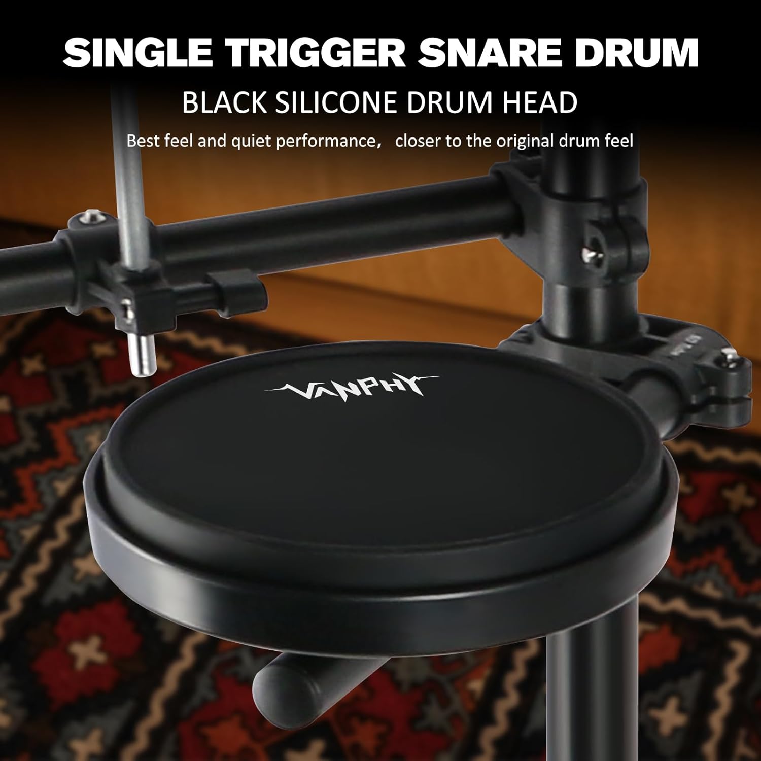 Electric Drum Set Electronic Drum Set for Beginner Electric Drums with Quiet Silicone Pads 20 Drum Set 350 Sounds 2 Pedals Bluetooth Sticks Drum Stool Headphone 6.35mm Audio Cable（Black）