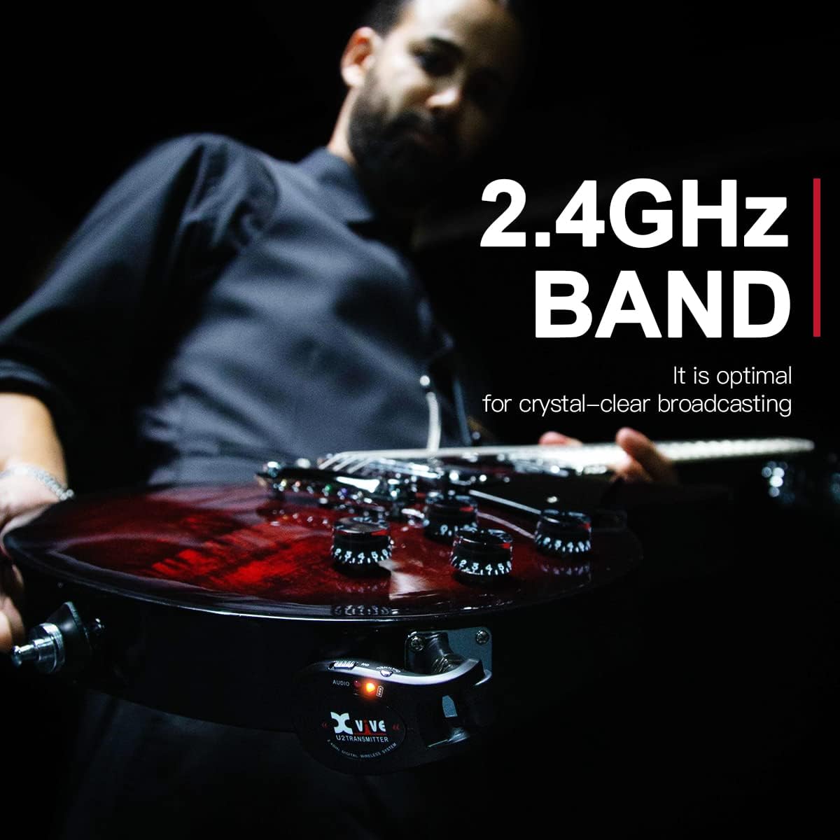 Xvive U2 Guitar Wireless System with Transmitter and Receiver for Electric Guitars, Bass, Violin (Red)