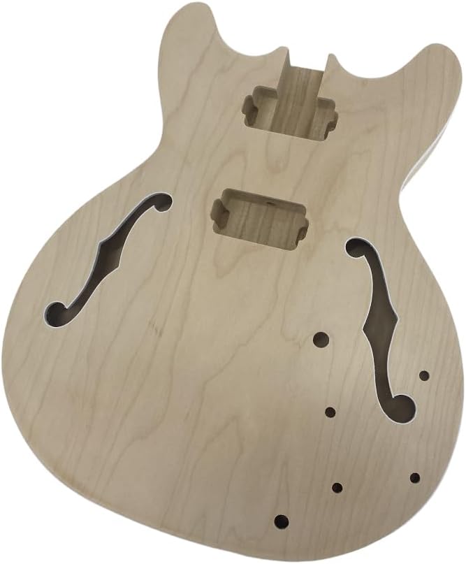 DIY Electric Guitar Kit ES 335 Style - 22 Fret 24.75 Inch Rosewood Fretbaord with Binding Set in Heel Solid Wood Body with Hardware for Build Guitars