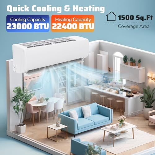 DORTALA 23000 BTU Mini Split Air Conditioner, 17 SEER2 208-230V Wifi Enabled Ductless Inverter Wall AC Unit & Heater with Remote, Installation Kit, Pre-Charged Heat Pump System for Alexa