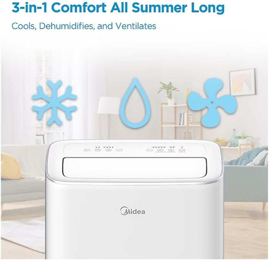 Midea Smart Inverter 10,000 BTU DOE Portable Air Conditioner, up to 450 sq ft. - 3-in-1 comfort- get cooling, dehumidification, and fan modes - White MAP10V1JWT-B