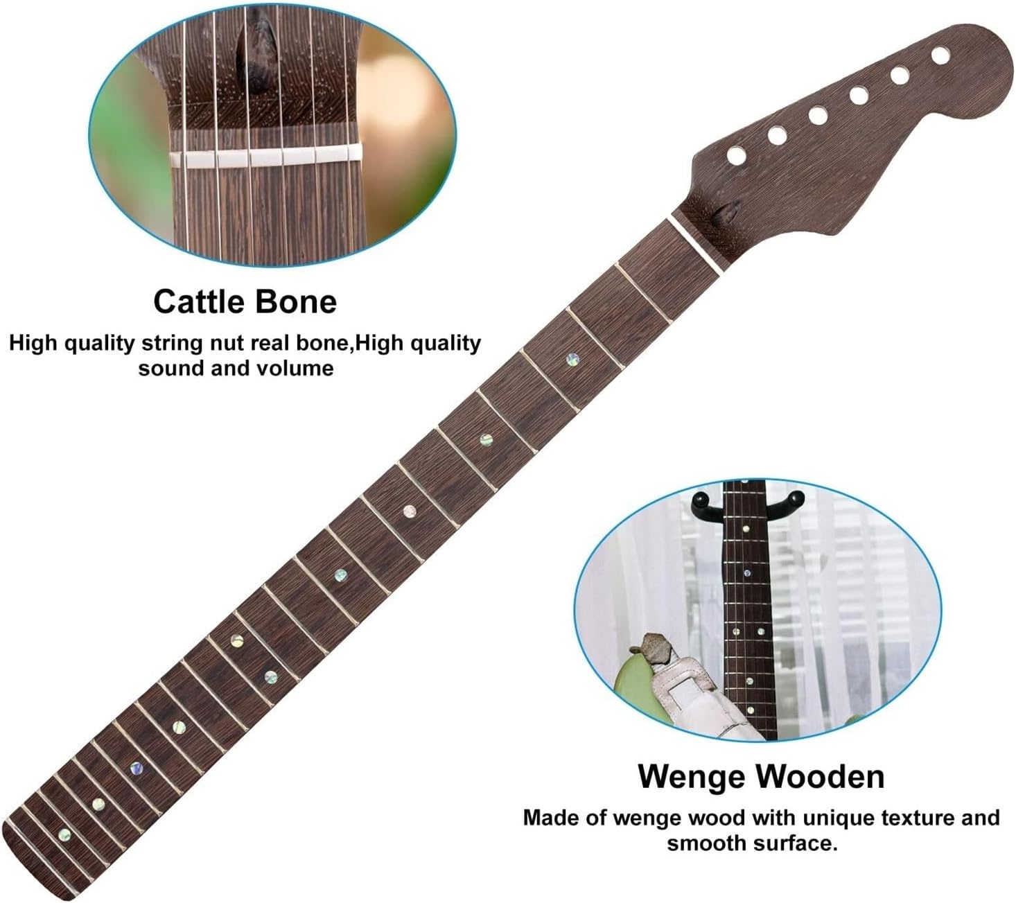22-Fret Wenge Electric Guitar Neck for ST-Style Guitars - Product Details