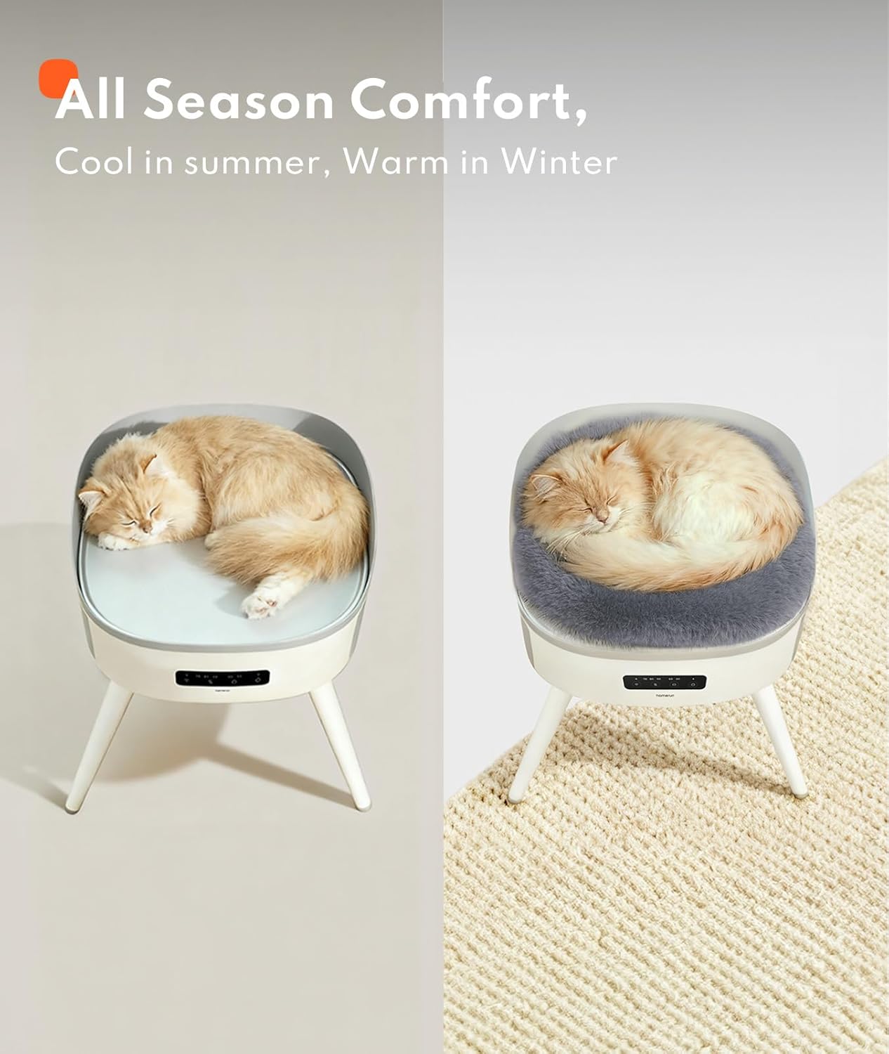 HomeRunPet Pet-Safe Space Heater with Heated Cat Bed - 2-in-1 Ceramic Heater for Room & Pets, 1300W Fast Heat, Energy Saving