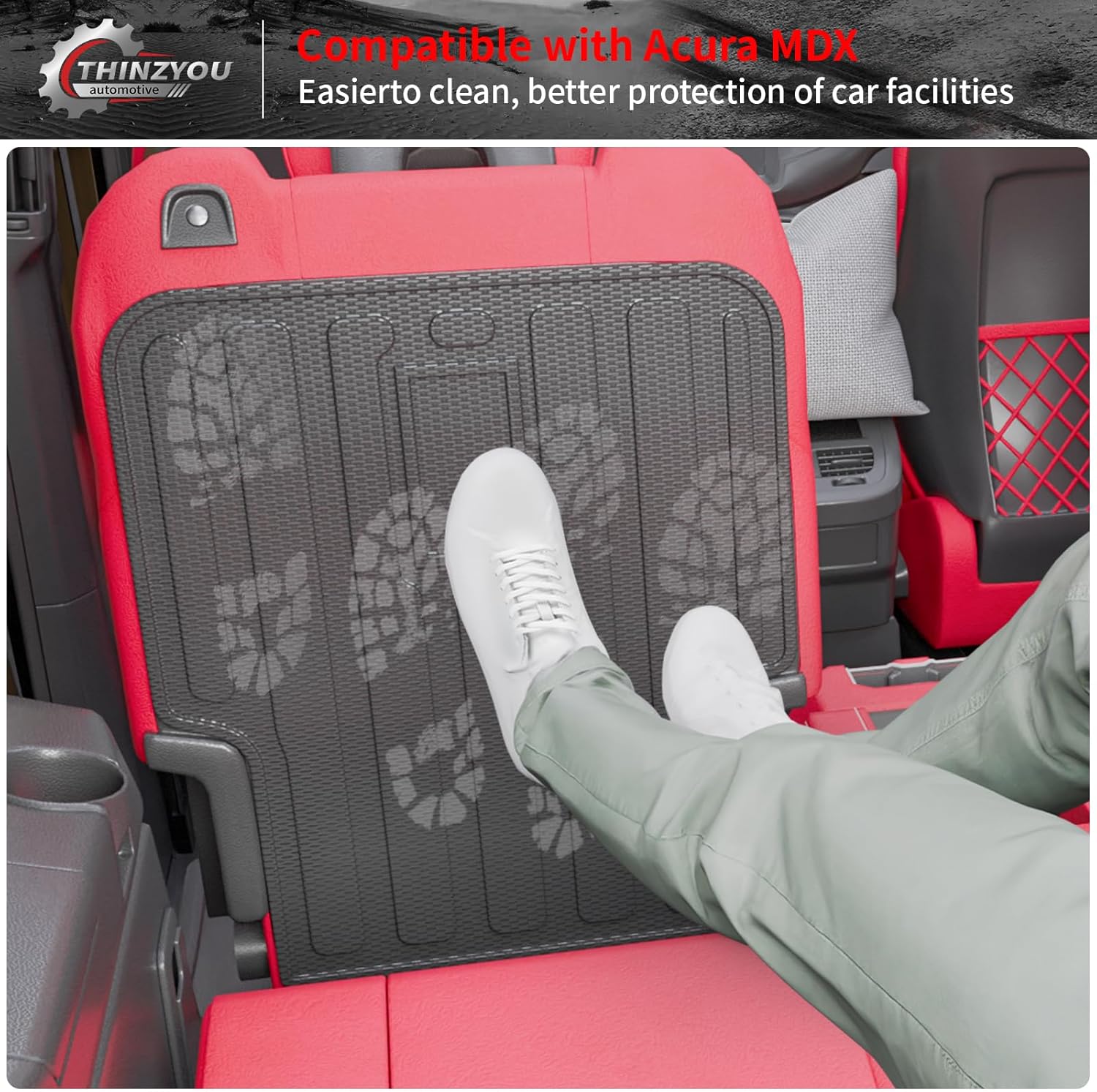 Cargo Mat Compatible with 2022-2025 2026 Acura MDX (NOT for Type S) Cargo Liner Trunk Liner Trunk Mat Kick Mat Back Seat Cover 2024 MDX Accessories (2nd&3rd Row Backrest Mats+Trunk Mat)