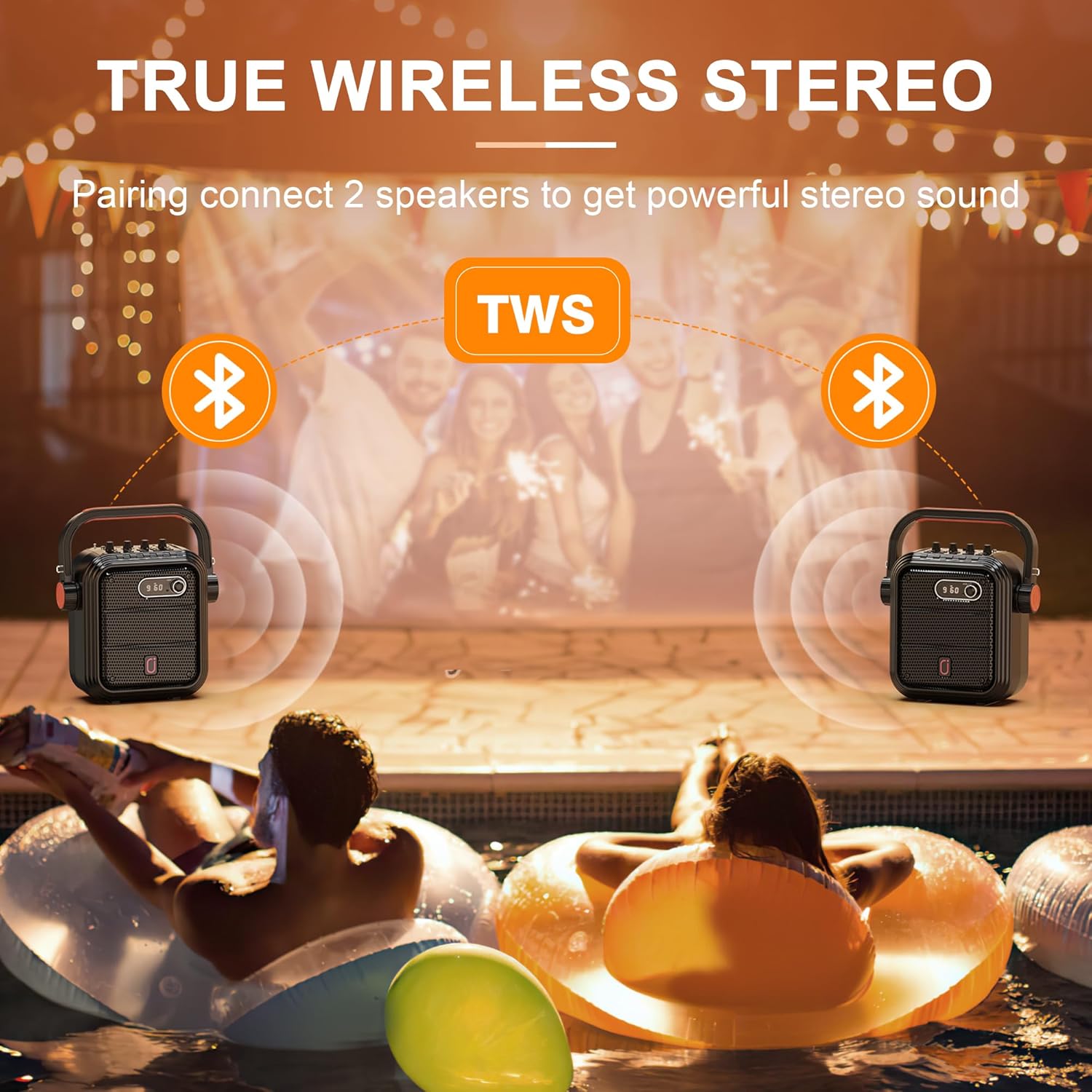 JYX Karaoke Machine with 2 Wireless Microphones, Portable Bluetooth Speaker PA System with Shoulder Strap, Subwoofer Support TWS, USB, Radio, AUX, REC, Bass&Treble for Home Party/Meeting/Adults/Kids