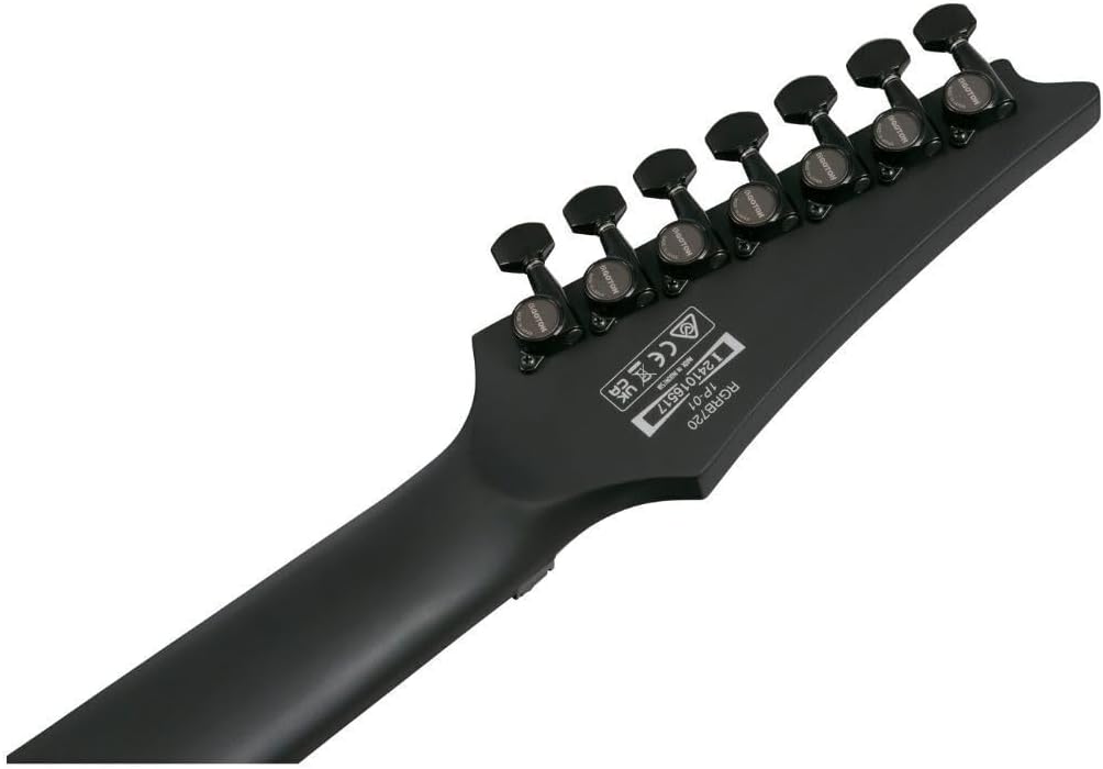 Ibanez RGRB720 Iron Label 7-String Right-Handed Electric Guitar with Nyatoh Body, Maple Neck, and Ebony Fingerboard (Black Flat)