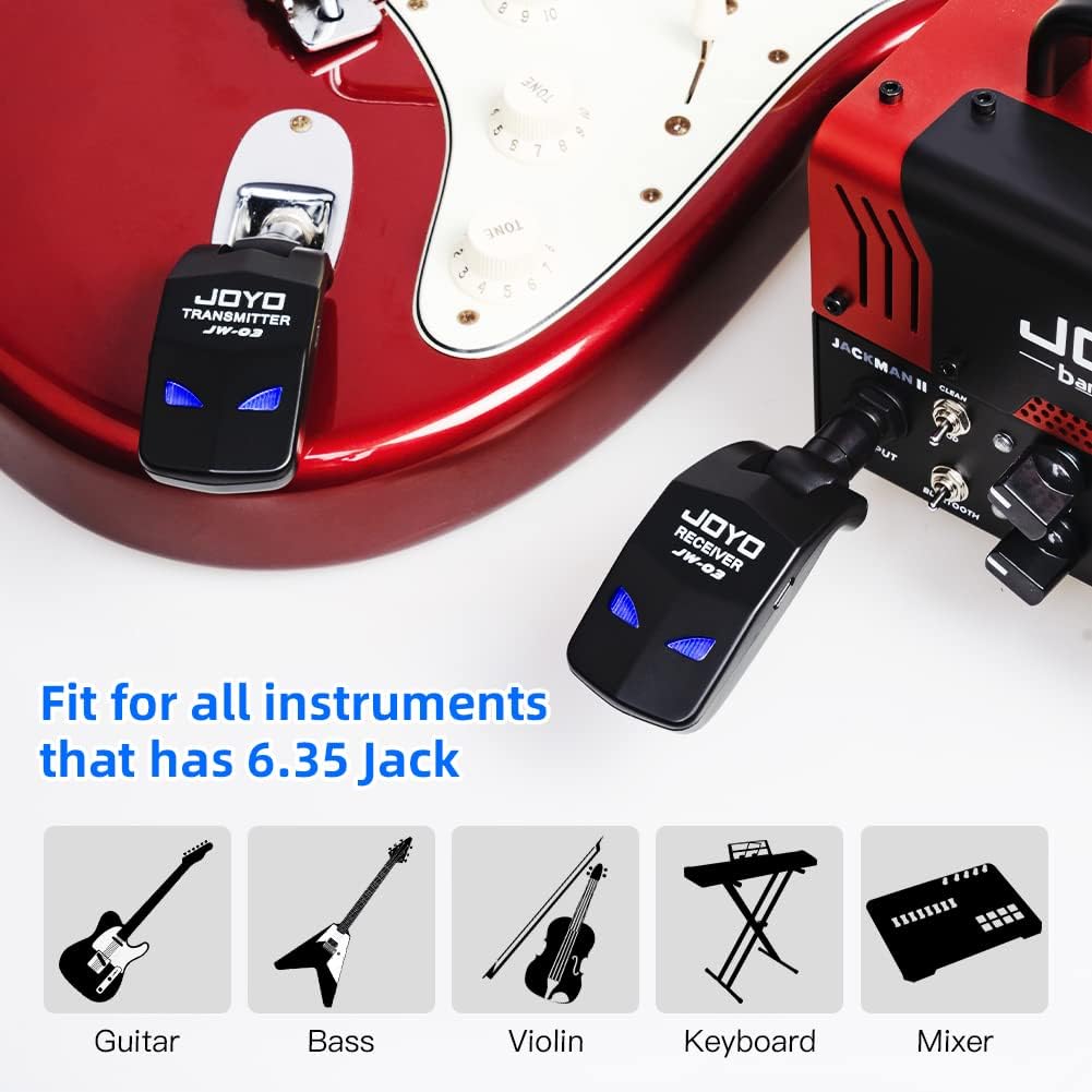 JOYO JW-03 2.4G Hz Wireless Guitar System 4 Channels and JA-02 II 5W Mini Guitar Amplifier for Electric Guitar