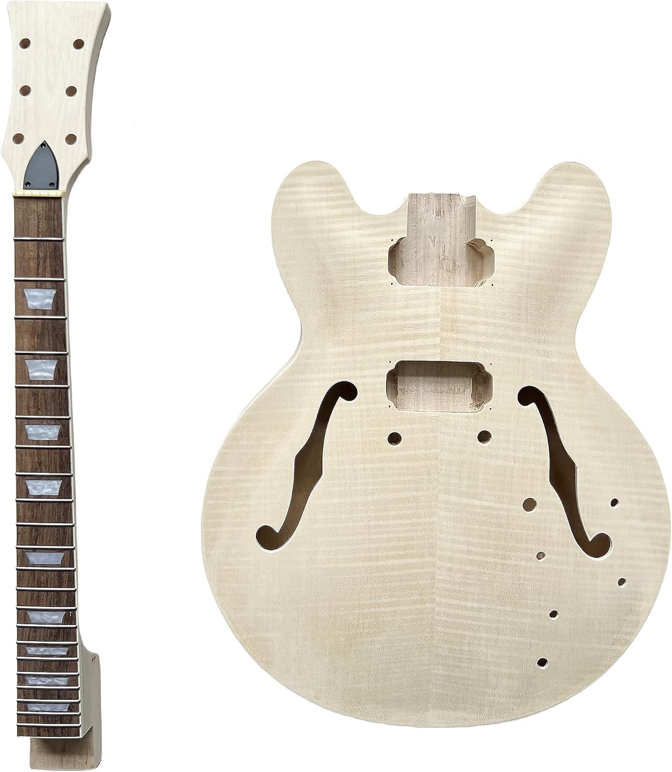 DBL DIY Electric Guitar Kit,Semi-Hollow Body Electric Guitar,with Paulownia Wood Core and Maple Plywood,6 Strings,Build Your Own Guitar