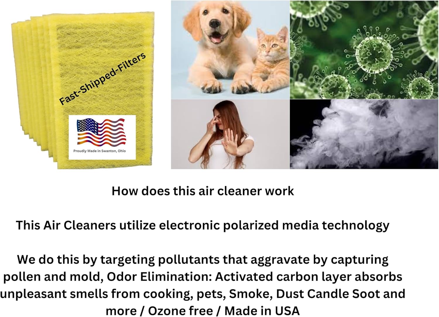 Fast-Shipped-Filters 3 Pack 14x25 Replacement Filter Pads Compatible with MicroPower Guard One Hour Air Cleaner Refill Yellow