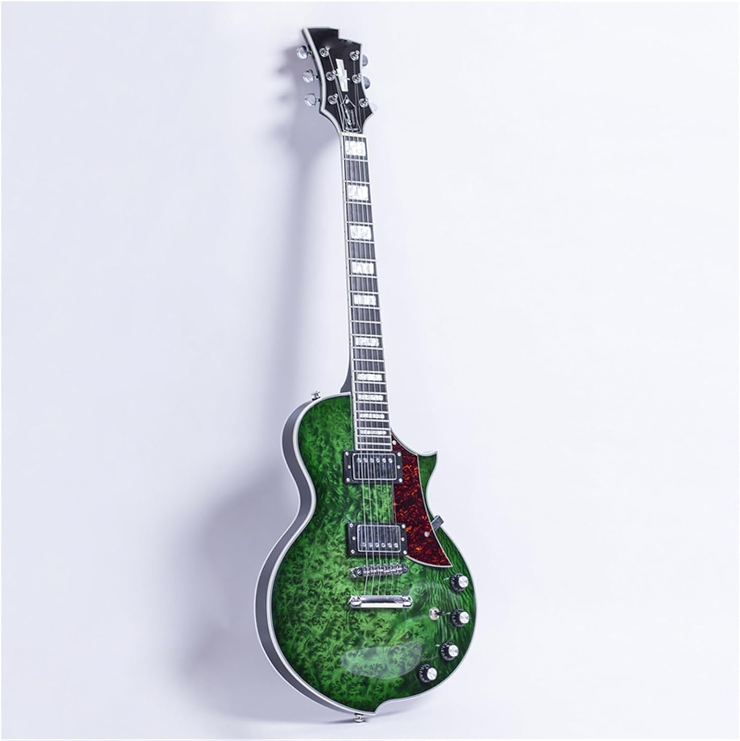 Beginner Electric Guitar Kits Solid Wood Body Electric Guitar With Green Burl Finish