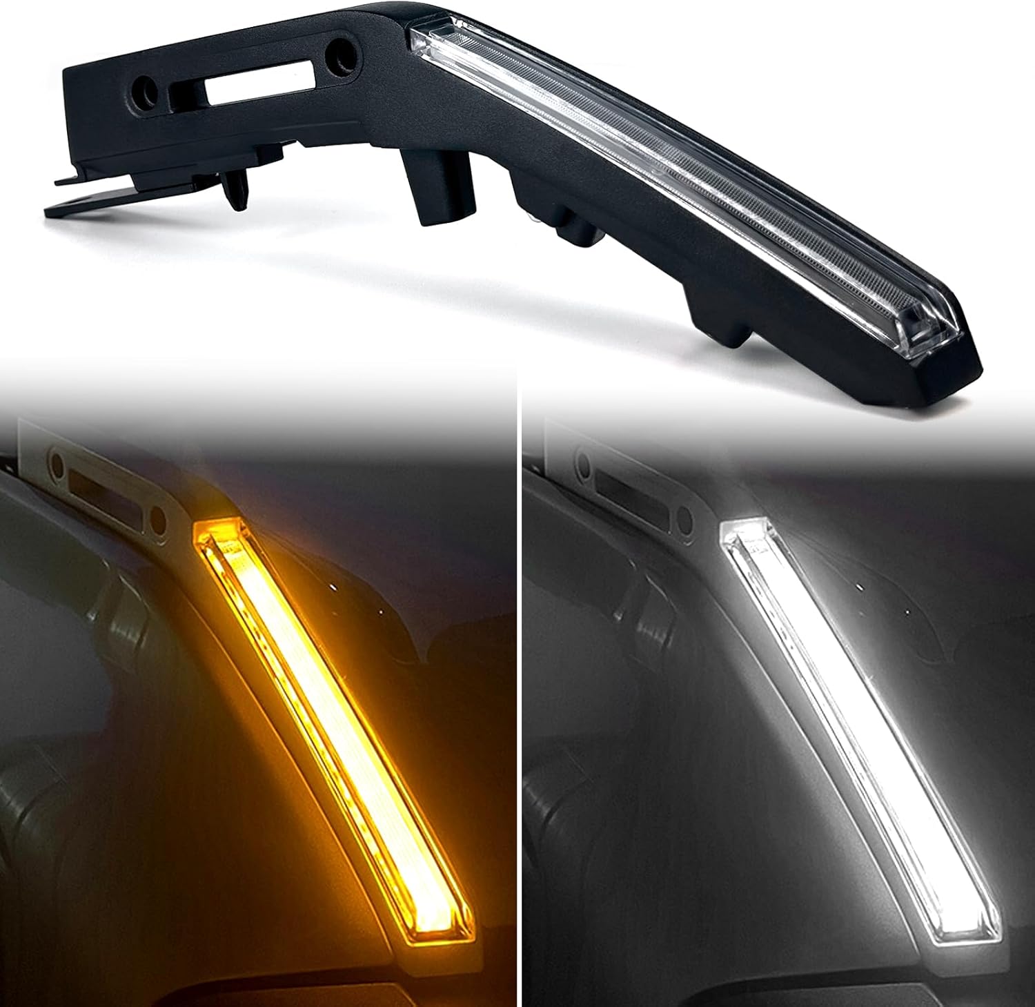 LED Hood Handle Lights fit for Ford Bronco 2021 2022 2023 2024 2025 Accessories Daytime Running Light Fog Light with White LED DRL - Amber Sequential Turn Signal