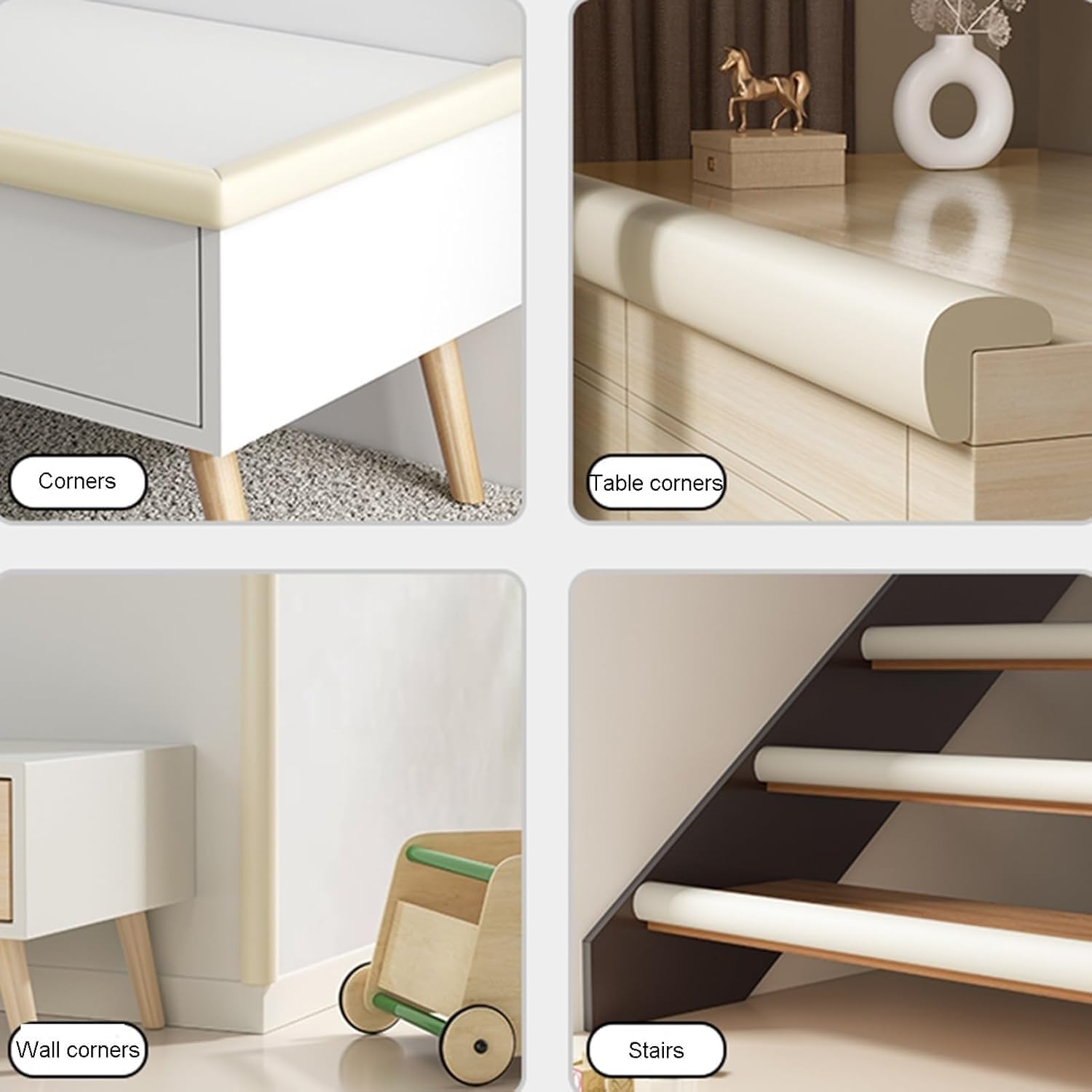 Furniture Edge Corner Guards, Furniture Corner Protectors Edge Bumper Guard Adhesive Foam Padding Cushion Strip for Table Kitchen(Woody,8pcs)