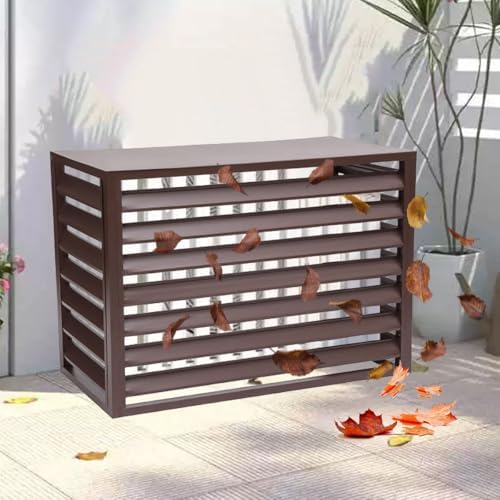 Air Conditioner Fence Air Conditioner Covers for Outside Units, All Weather Anti Theft AC Aluminum Condenser Protective Cover(Brown,110cm)