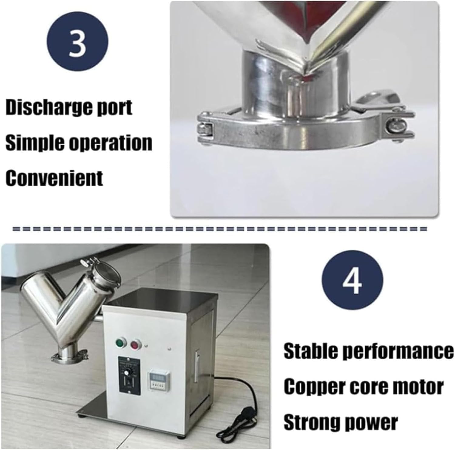 Small Mixer V-Type Experimental Mixer,2L Lab Shear V Type Dry Powder Mixer, Mixing Machine for Powder, 304 Stainless Steel Blender