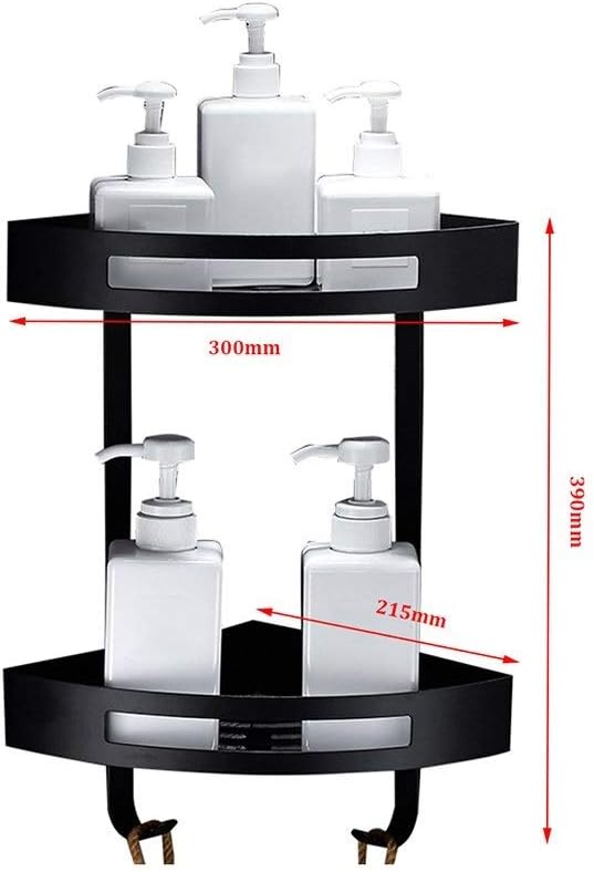 Western Black Frame Triangle Free Punch Stainless Steel Wall Mount Antique Bathroom Corner Rack Supplies Storage Multifunction