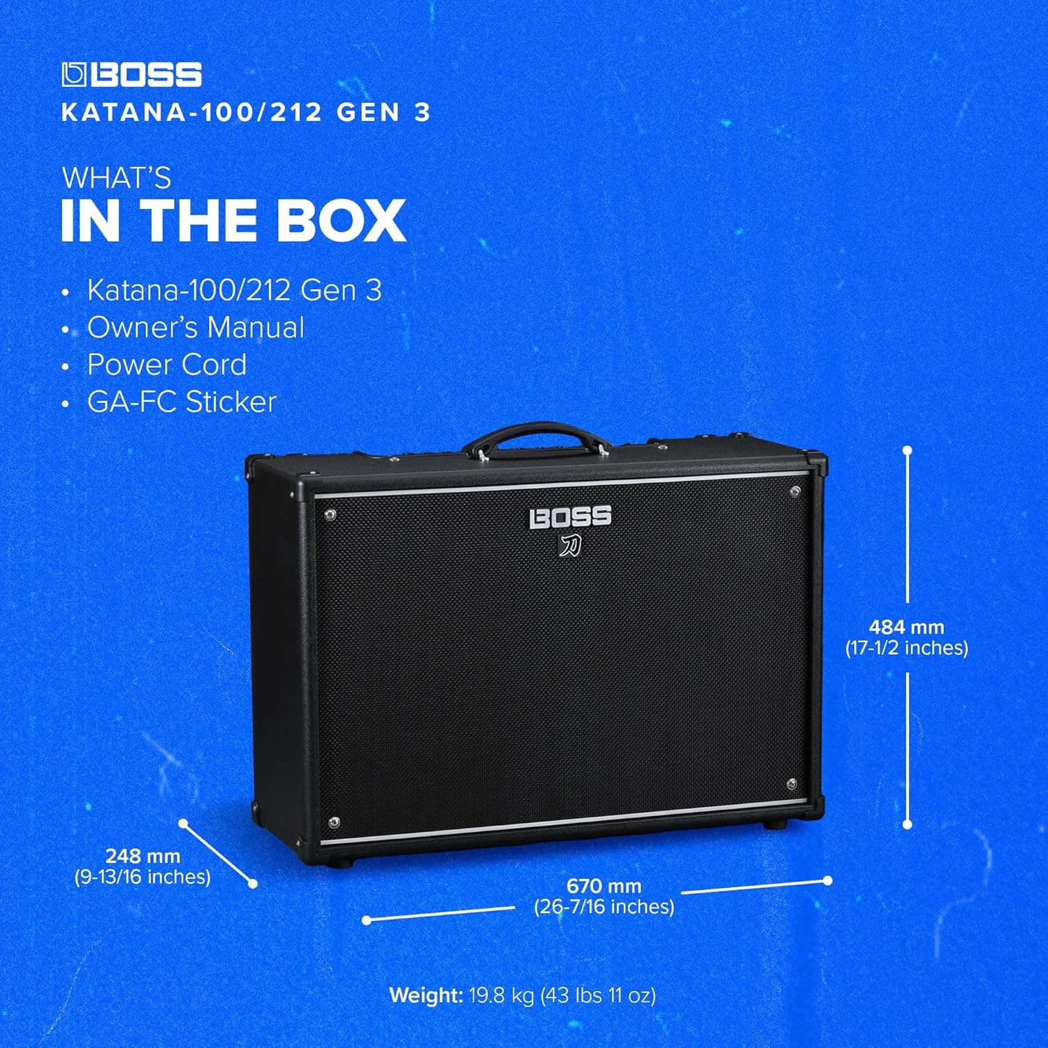 BOSS Katana-100/212 Gen 3 Guitar Amplifier | Powerful 100-Watt Combo Amp | Two Custom 12-Inch Speakers | Evolved Tube Logic Sounds | 12 Amp Characters | Onboard BOSS Effects | Advanced Connectivity